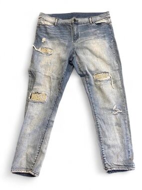 Juicy Couture Glam Distressed Ripped Bling Sequin Jeans Size 14